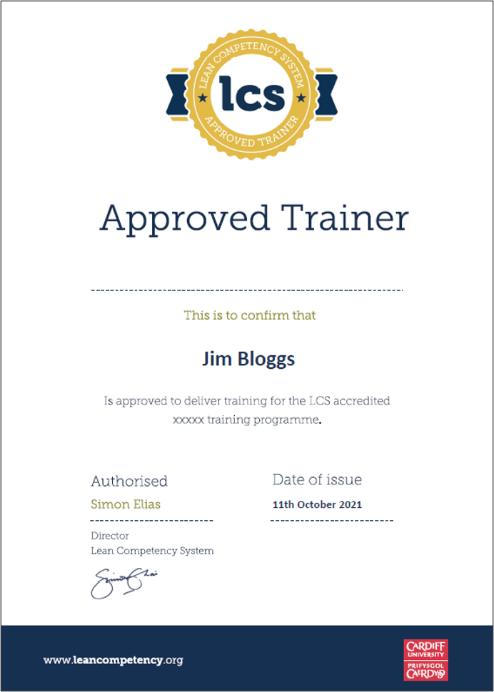 LCS Approved Trainer Certificate